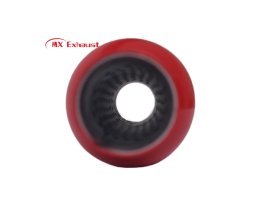 red painted exhaust resonator glasspack design detail