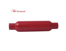 performance exhaust resonator red spiral louvered core design