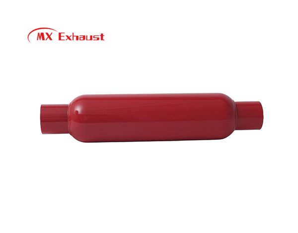 performance exhaust resonator red spiral louvered core design