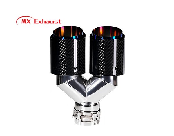 Universal Dual Carbon Fiber Exhaust Tip Burnt Blue