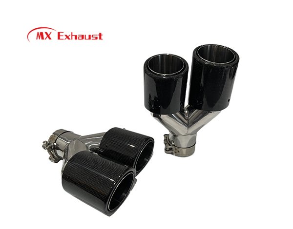 dual y-pipe carbon exhaust tip rolled