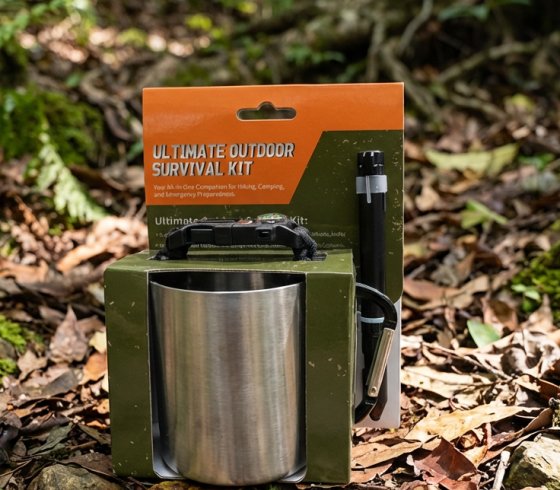 Mountain climbing/ wilderness survival tools/stainless mug with pen and compass/Outdoor Survival Kit