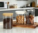 Square glass spice jar