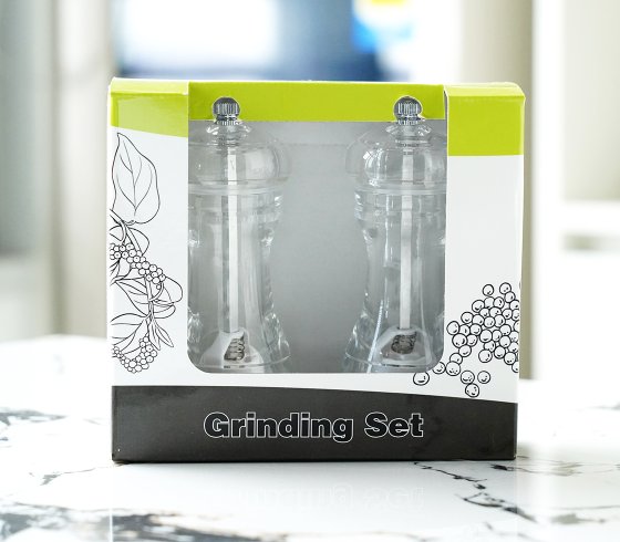 Barbecue / Everydays Use/Roast Meat/ Condiment/Seasoning/Dressing/Flavour/Clear/Acrylic Salt and Pepper Grinder Set Adjustable Coarseness Spice Mill
