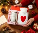 Plush hot water bottle with insulated cup