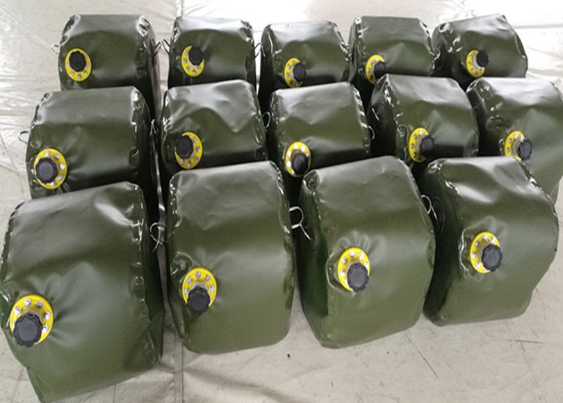 TPU fuel bladder folded for transport