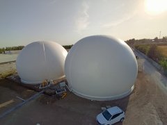 Biogas storage tank for sewage treatment plants