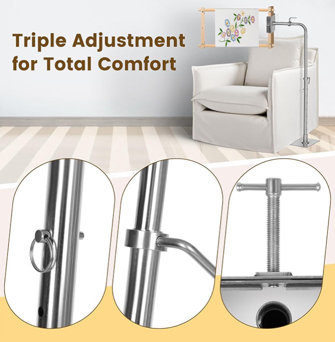 Adjustable cross-stitch floor stand