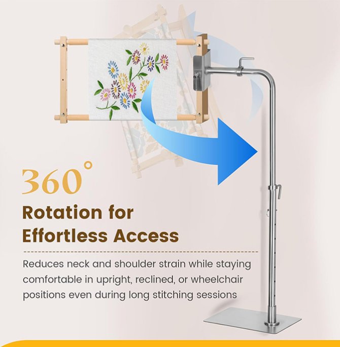 Adjustable cross-stitch floor stand