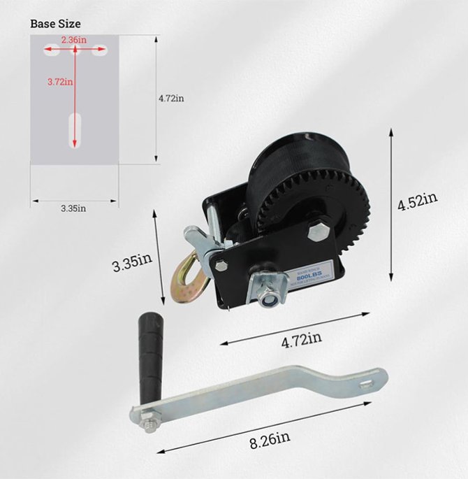 Hand-operated winch, boat trailer winch