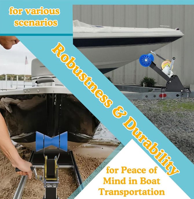 Adjustable marine winch support with rollers