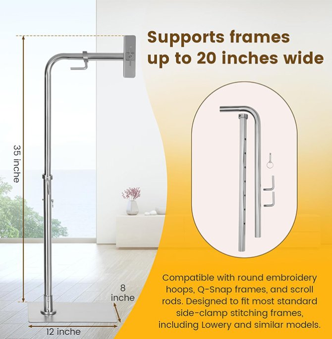 Adjustable cross-stitch floor stand