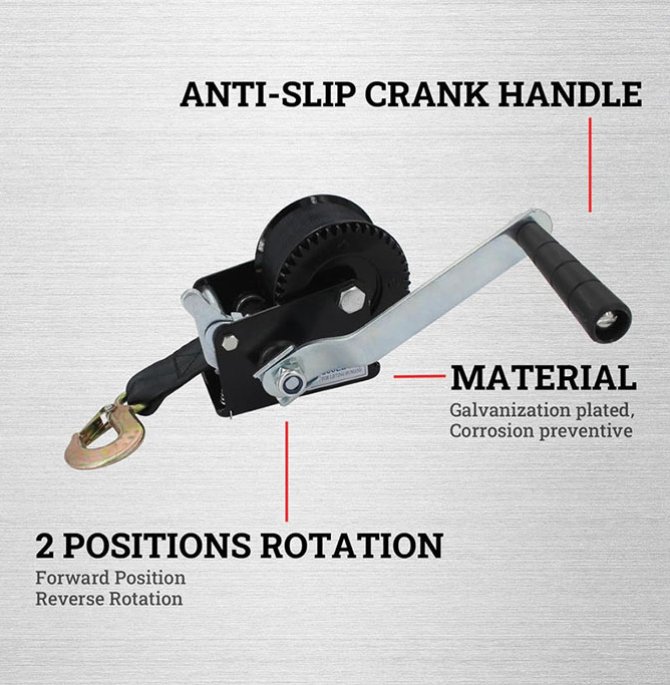 Hand-operated winch, boat trailer winch