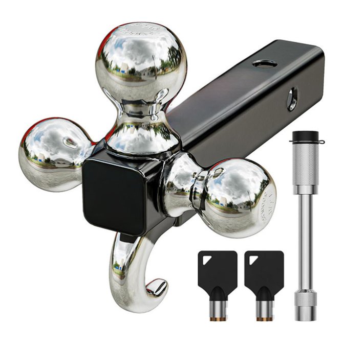 2-inch three-ball trailer tow hook with hook hollow bar towing device