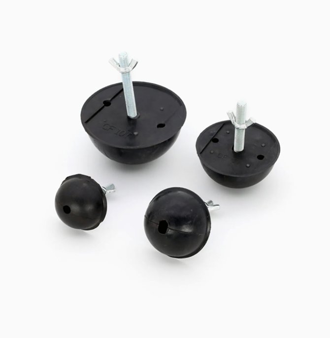 Pre-installed rubber balls at the construction site