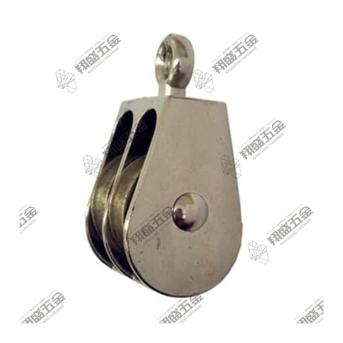 Zinc Alloy Mini Pulley-Double Sheave with Fixed Eye