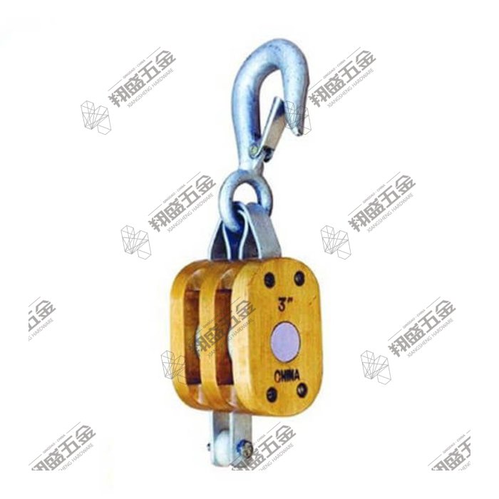 US Type Regular Wood Block Double Sheave with Hook