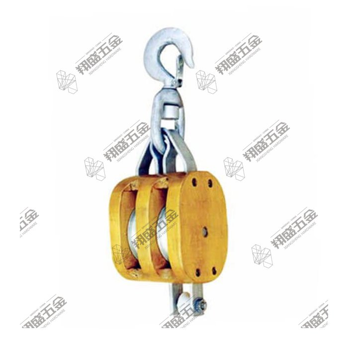 US Type Regular Wood Block Double Sheave with Swivel Hook