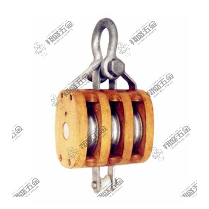 US Type Regular Wood Block Triple Sheave with Shackle