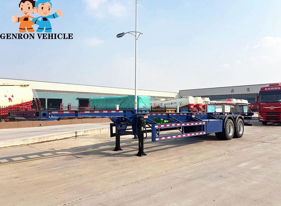 Skeleton semi trailer with twist lock system