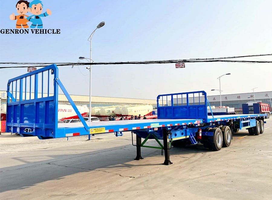 Linked 20ft 40ft flatbed semi trailer system