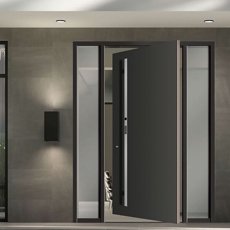 Single swing entrance door