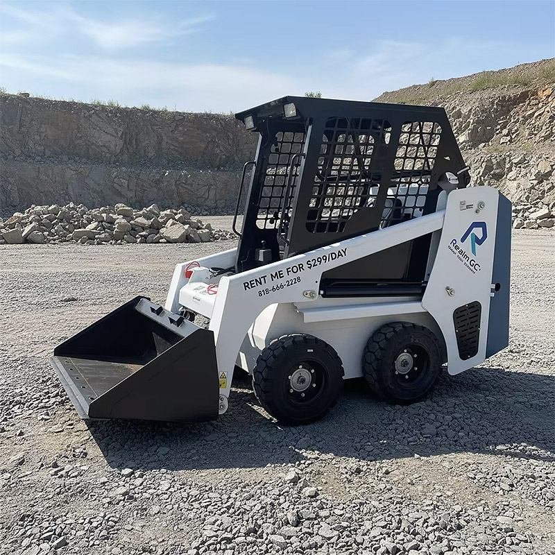 Compact skid steer loader working site