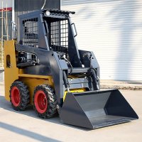 Skid steer loader with cab front view