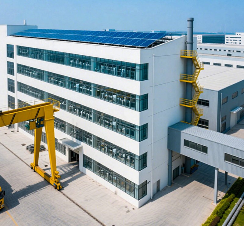 Bâtiment modulaire à plusieurs étages en structure métallique pour bureaux commerciaux avec ossature galvanisée et système de plancher en béton