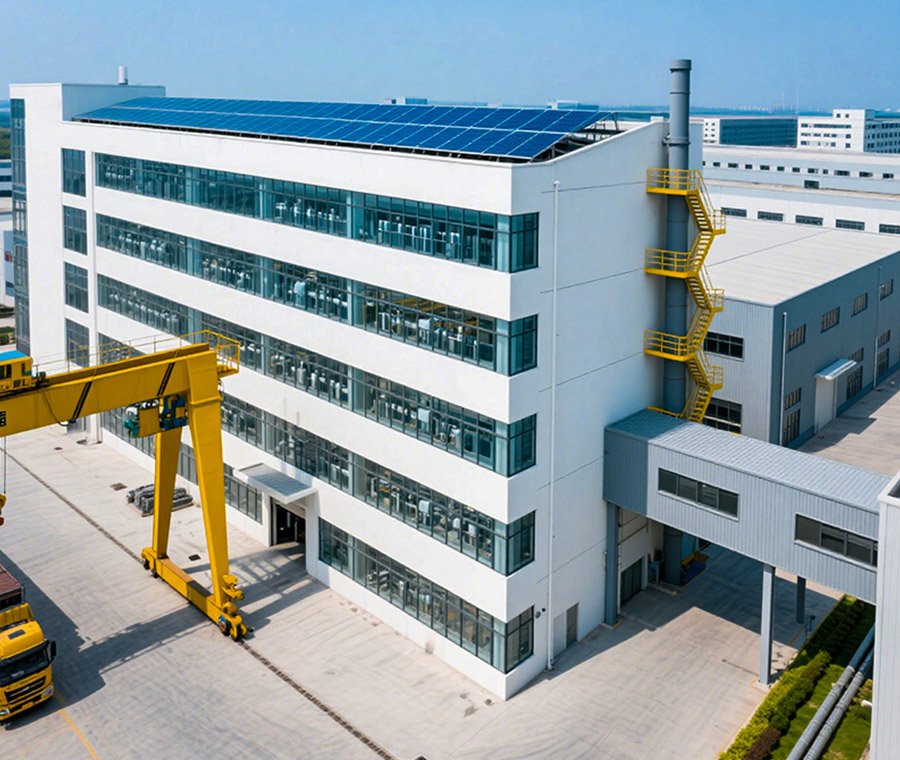 Bâtiment modulaire à plusieurs étages en structure métallique pour bureaux commerciaux avec ossature galvanisée et système de plancher en béton