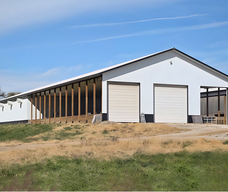 Structure en acier Q235/Q355 préfabriquée de haute qualité et robuste pour étable à vaches laitières et bâtiment agricole à haute résistance.
