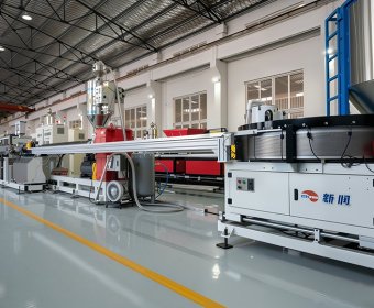 Internal pressure compensating dripper pipe production line