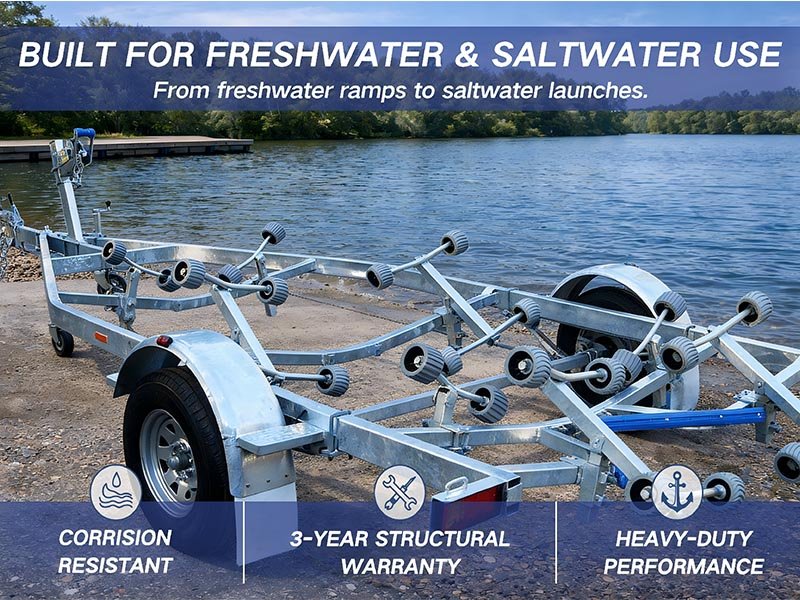 Hot-dip galvanized boat trailer URW5.2-13B-1.45