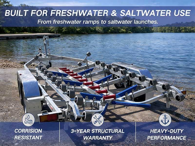 Hot-dip galvanized boat trailer ELW6.7-13TB-2.0