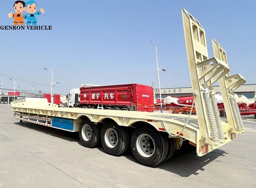 Lowboy trailer for heavy machinery