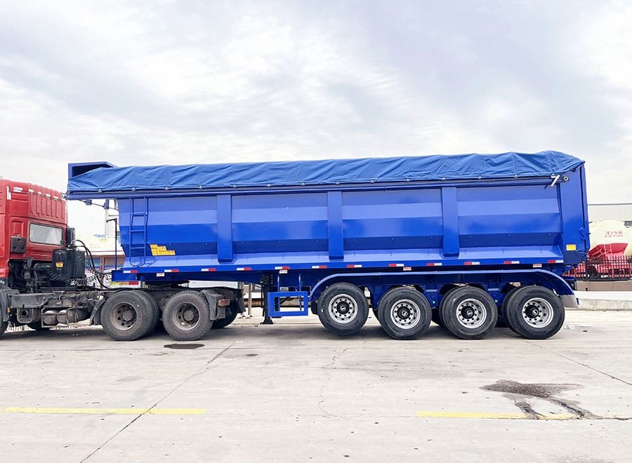 4 axles dump trailer electric tarpaulin