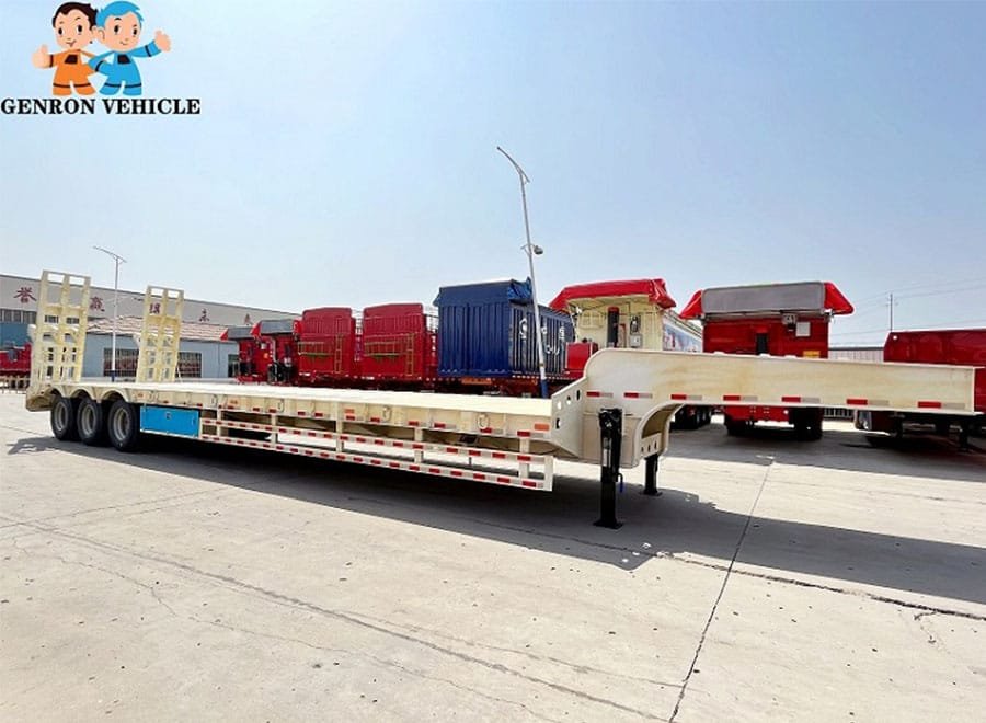Semirremolques de plataforma baja de 3 ejes con escaleras manuales para maquinaria pesada