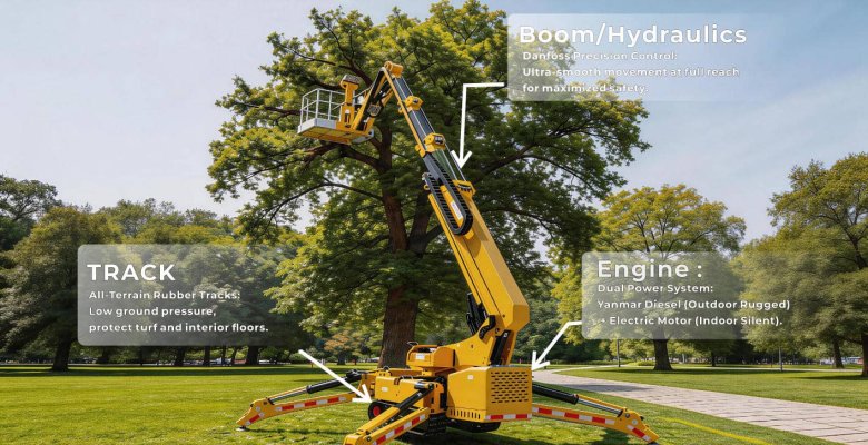 GCT43 Crawler Boom Lift: The Professional Choice for Tree Care & Exterior Maintenance
