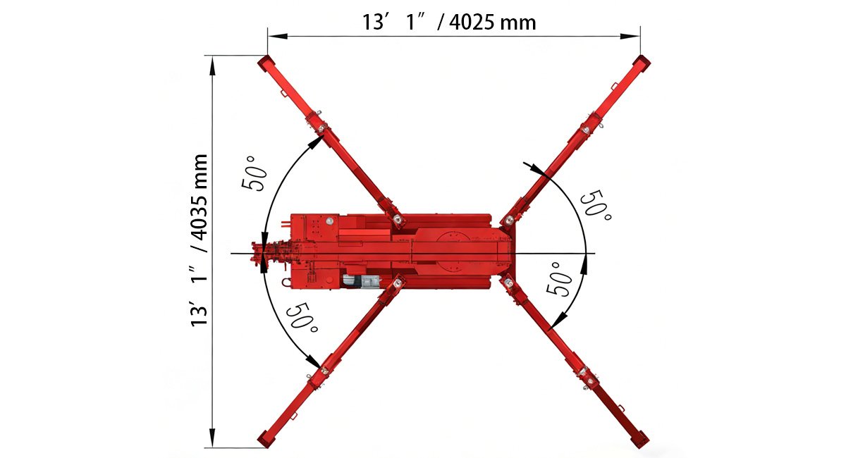LIFTSGLT GSC30G Compact Crawler Crane Outrigger Spread Diagram