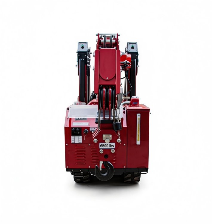 LIFTSGLT GSC30G Mini Crawler Crane Front View with 6500 lbs Hook Block