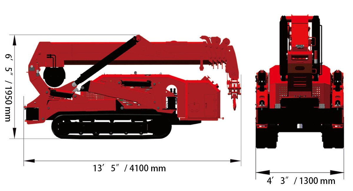 GLT LIFTS GSC50 Compact Crawler Crane Transport Dimensions Diagram