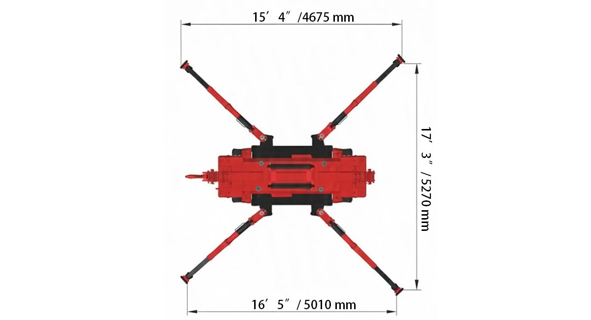 GLT LIFTS GSC50 Compact Crawler Crane Outrigger Spread Diagram