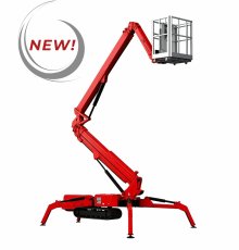 GLT LIFTS GCA98 30m Spider Boom Lift with extended telescopic boom and stabilizing outriggers for aerial work