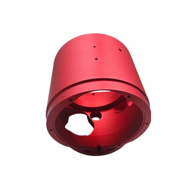 Custom 6061-T6 Aluminum 5-Axis Machined Pipe Component (Sandblasted Red Anodized Finish)