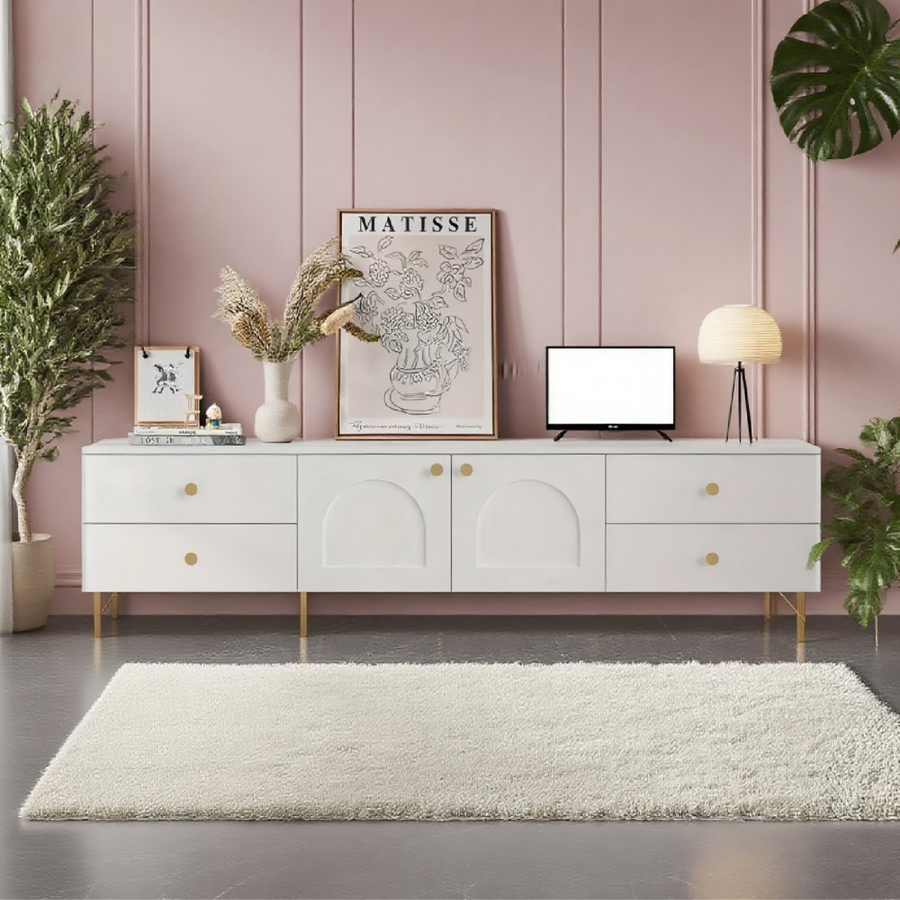 Modern Wooden Entertainment Center Living Room TV Stand With Drawers