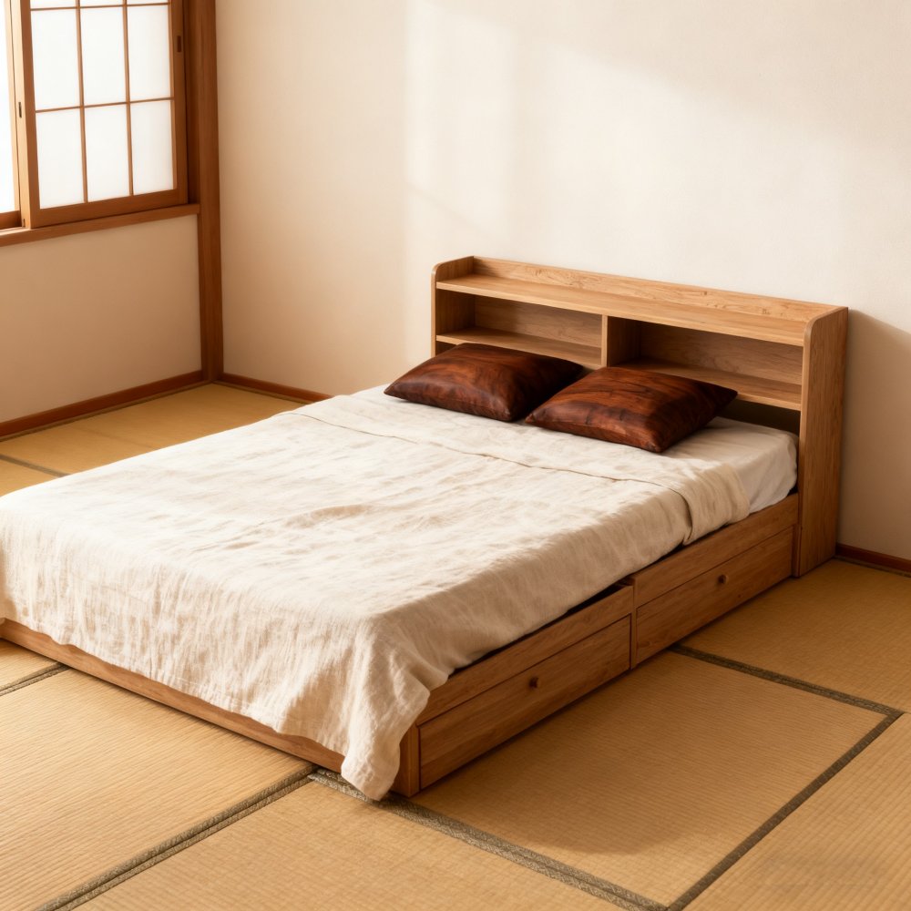 Minimalist Style Bedroom Wooden Furniture Double Bed