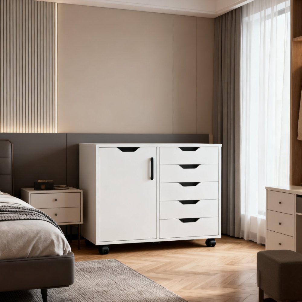 Modern Latest Design Movable Practical Wooden Storage Cabinet