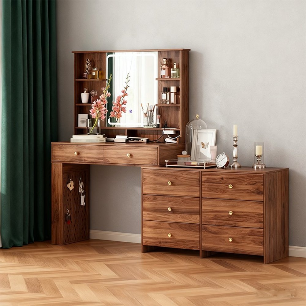 Modern Classic Design Natural Wood Color Practical Wooden Dressing Table