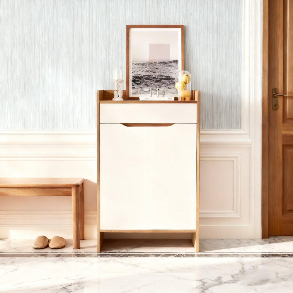 Modernist Design Double Door Wooden Living Room Shoe Cabinet 