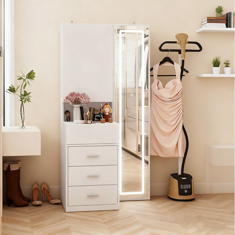Factory Custom Design White Minimalist Wooden Full-length Mirror